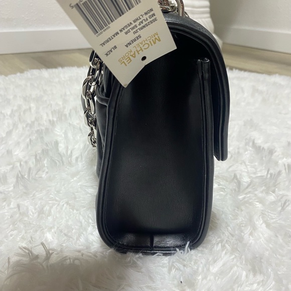 Michael Michael Kors Serena Flap Shoulder Vegan Leather Shoulder Bag Black New - Picture 3 of 10